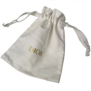 Dior White Small Drawstring Cotton Dust Bag Jewelry Storage Pouch 5" x 6" NEW